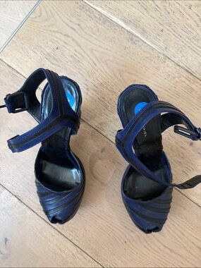 Sonia Rykiel Navy Strappy Peep-Toe Heels